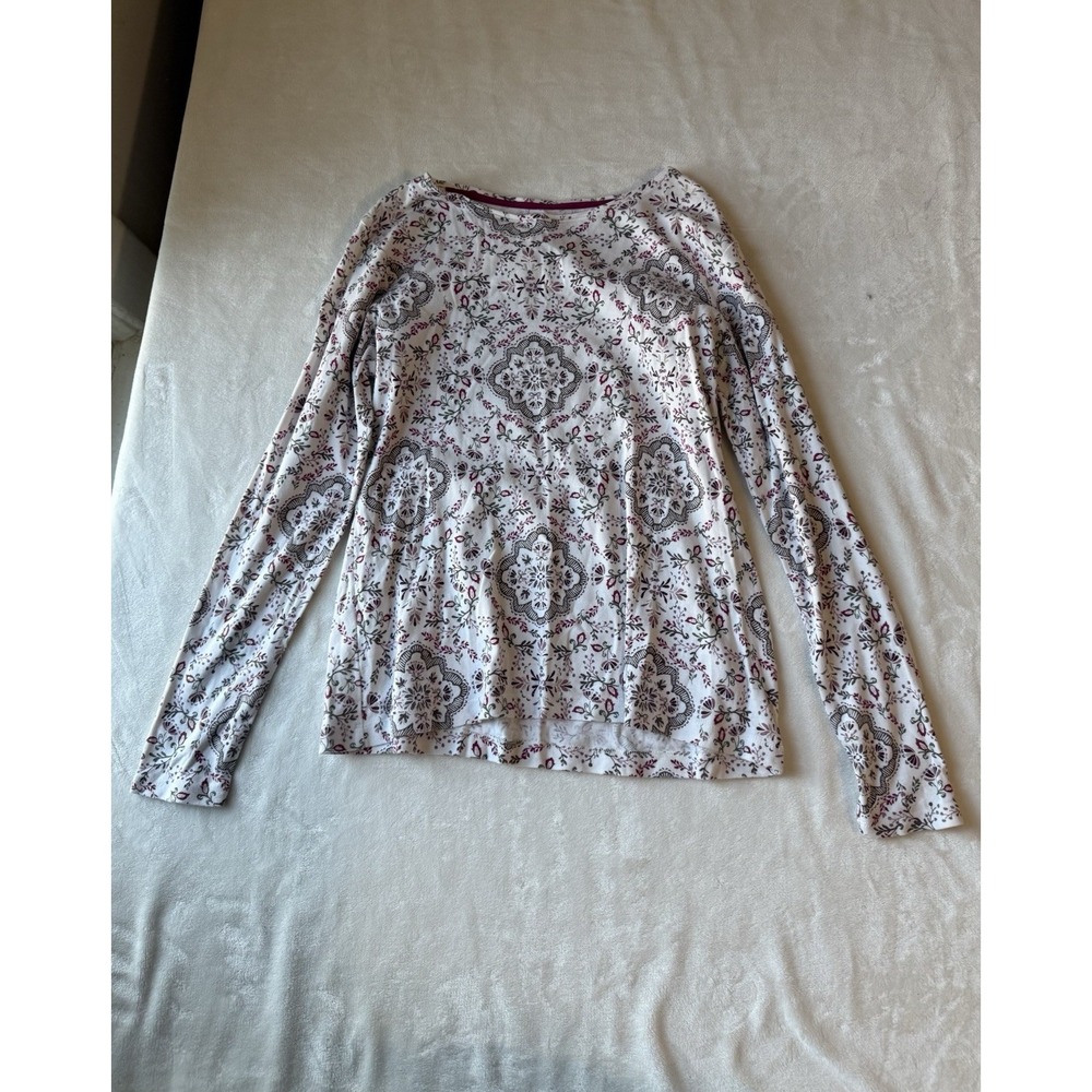 Croft & Barrow Classic Tee Size S Long Sleeve Floral Medallion Cotton Top